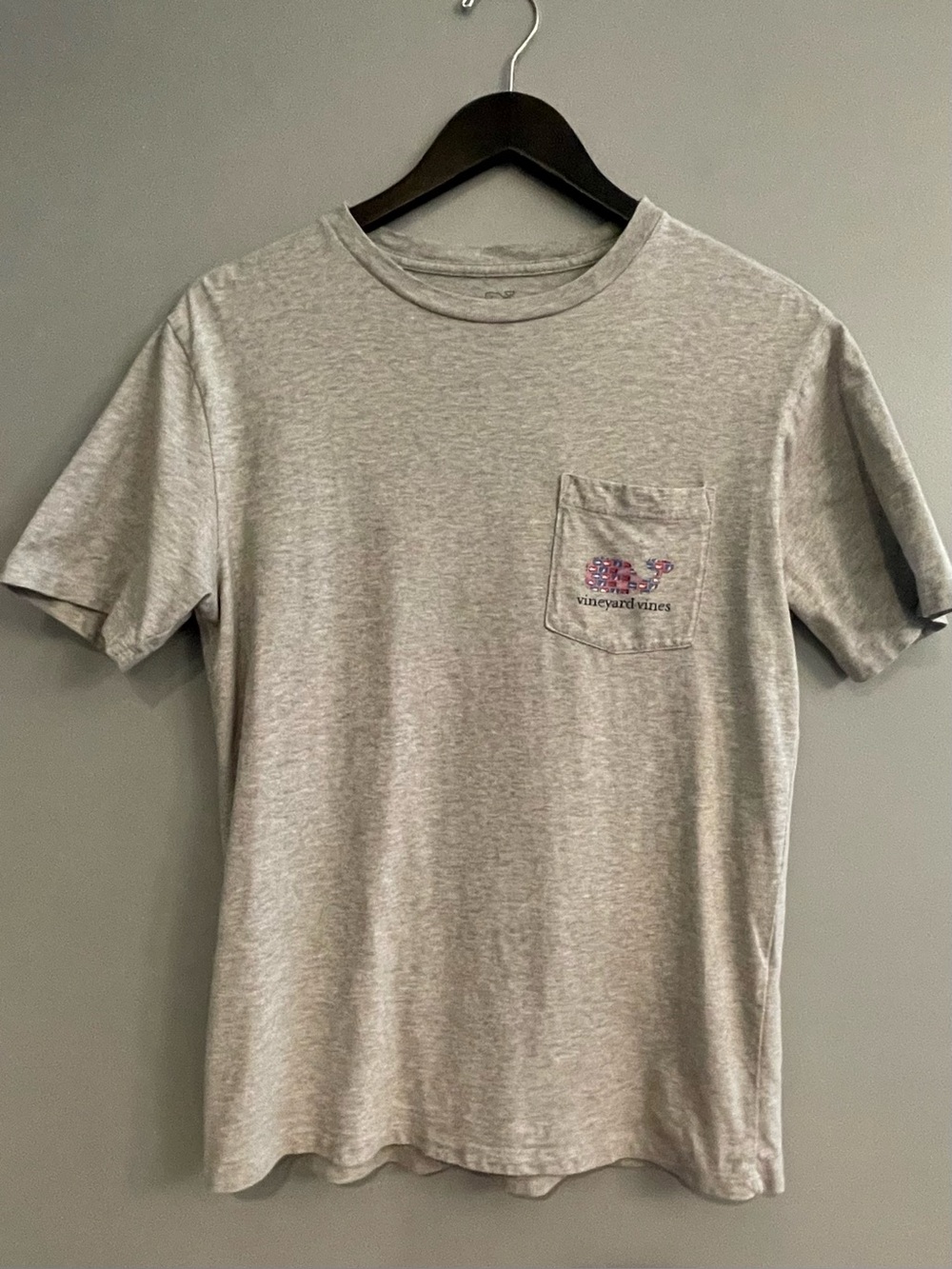 Vineyard Vines Light Gray Pocket Tee with Small Logo